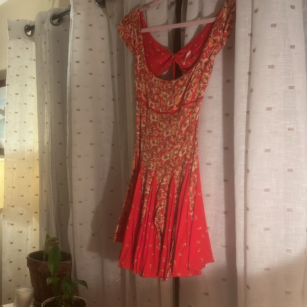 Free People Red Floral Mini Dress